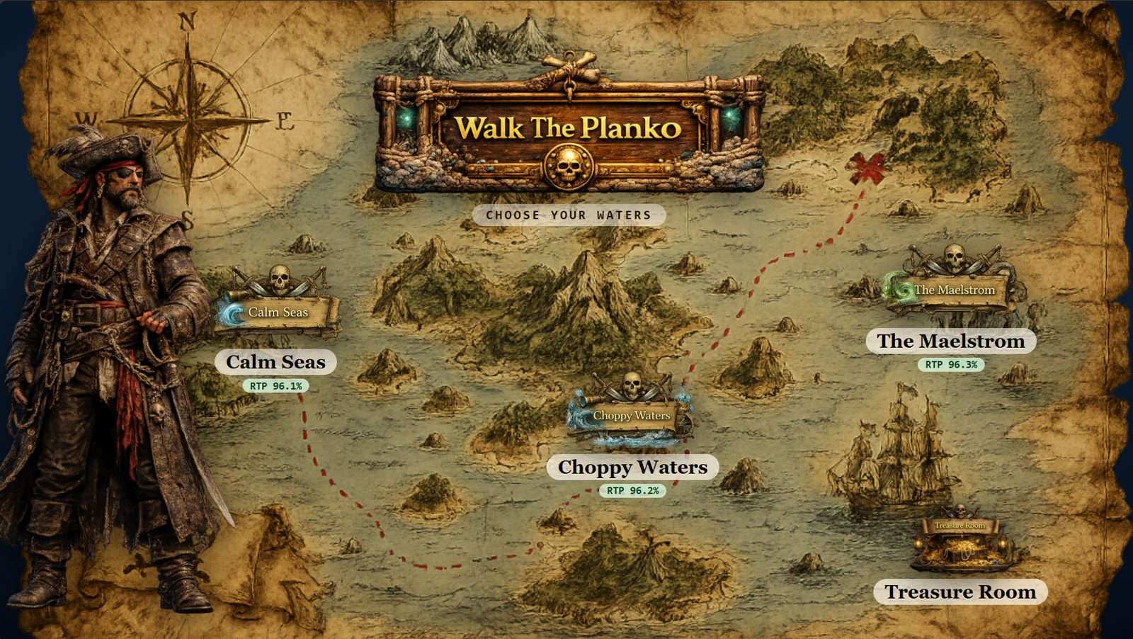 Walk The Planko world map with difficulty routes